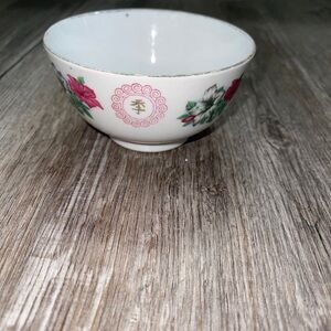 Vintage Porcelain Rice Bowl Floral China